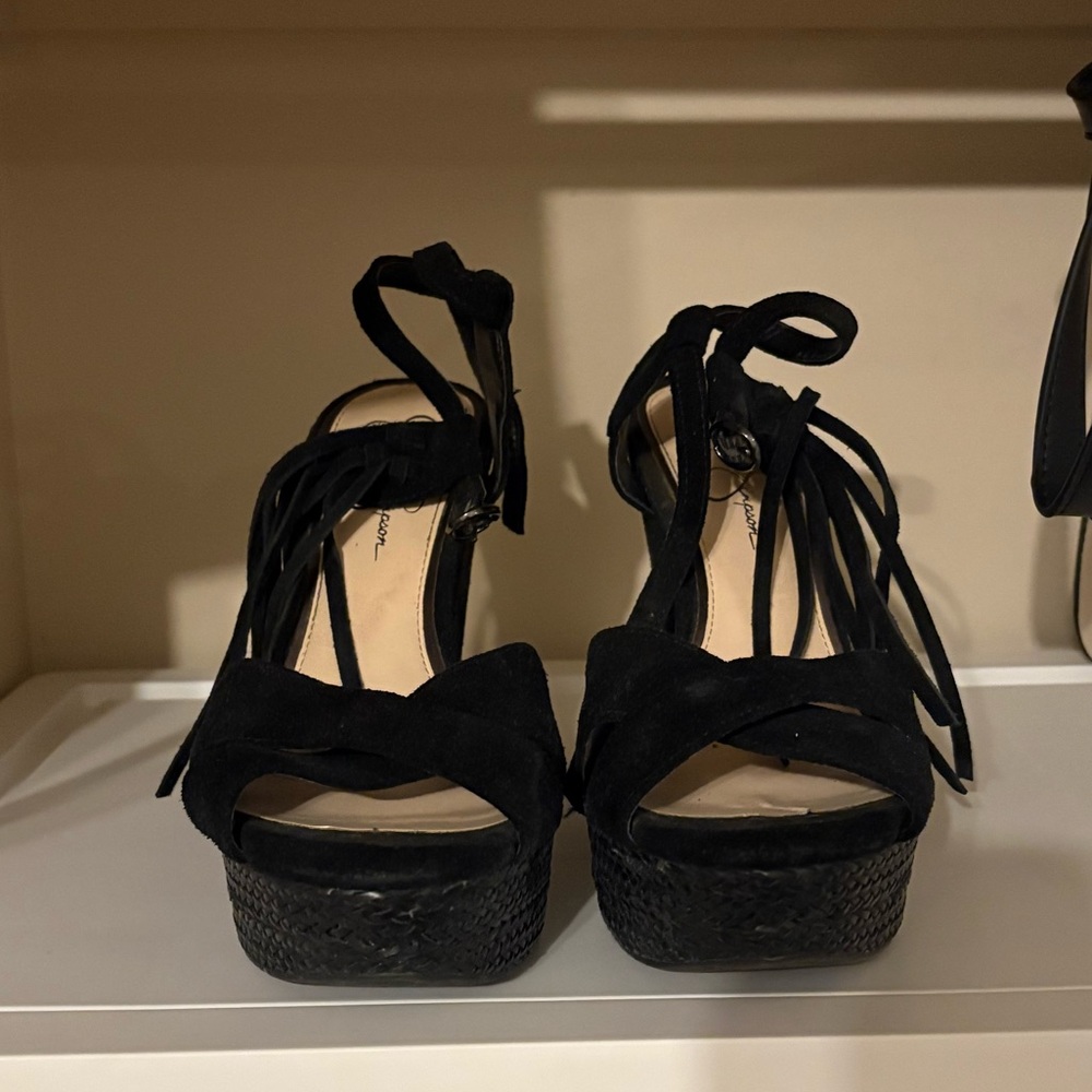 Elegant Black Women's wedge platform Sandals